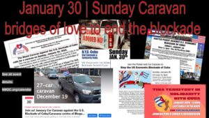 Images announcing end the blockade car and bike caravans January 30