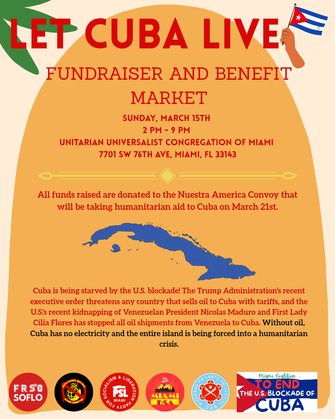 Let Cuba Live Fundraiser and benefit market miami florida flyer