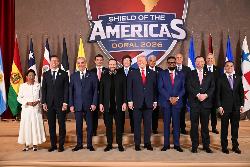 Shield of the Americas summit group photo in Doral, Florida